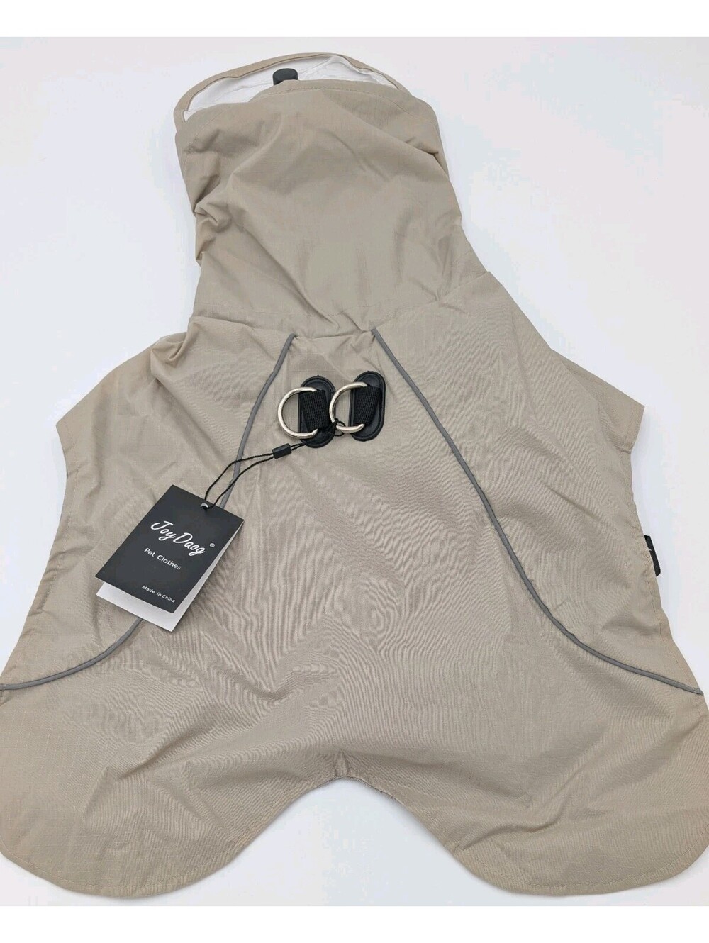 JoyDaog Dog Raincoat Small Khaki Waterproof Hooded Pet Jacket Clear Visor NIP